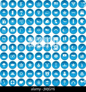 100 star icons set blue Stock Vector