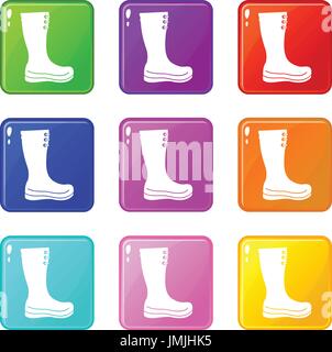 Rubber boots set 9 Stock Vector
