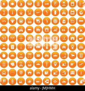 100 loader icons set orange Stock Vector