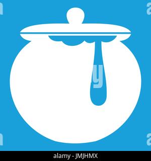 Honey pot icon white Stock Vector