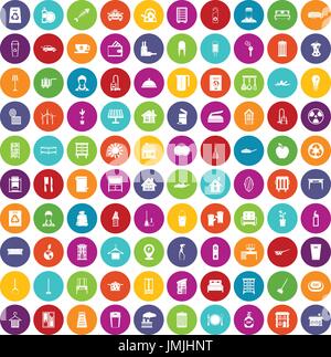 100 cleaning icons set color Stock Vector