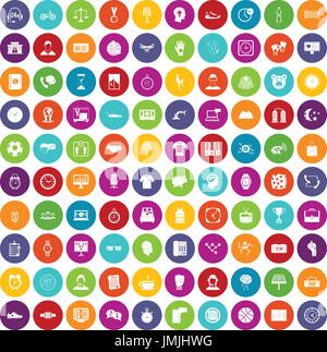 100 clock icons set color Stock Vector