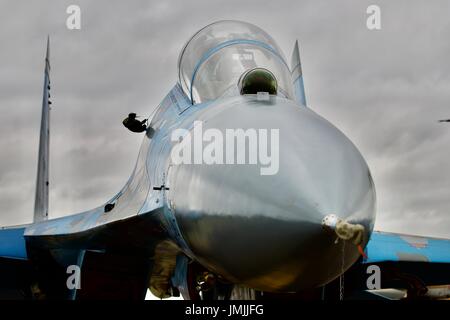 Ukrainian Air Force Su-27 Flanker on static display at the Royal International Air Tattoo 2017 Stock Photo