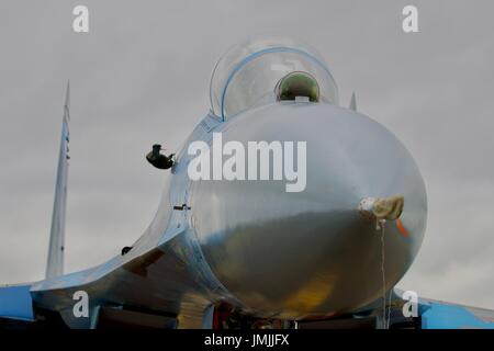 Ukrainian Air Force Su-27 Flanker on static display at the Royal International Air Tattoo 2017 Stock Photo