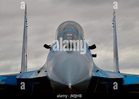 Ukrainian Air Force Su-27 Flanker on static display at the Royal International Air Tattoo 2017 Stock Photo