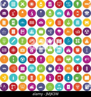 100 company icons set color Stock Vector