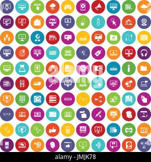 100 computer icons set color Stock Vector