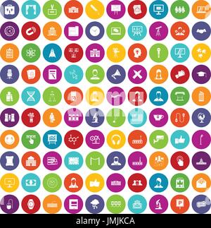 100 conference icons set color Stock Vector
