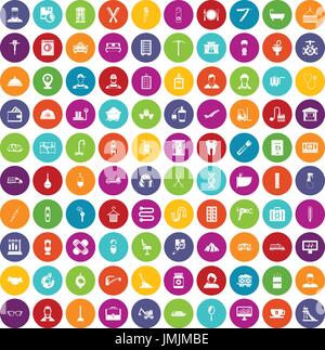 100 craft icons set color Stock Vector