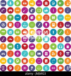 100 creative idea icons set color Stock Vector