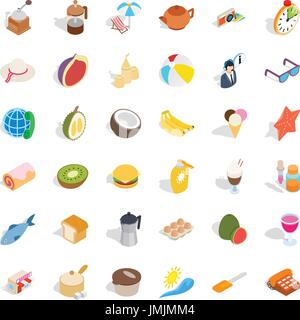 Rest icons set, isometric style Stock Vector
