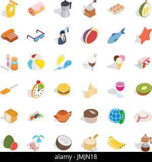 Ice cream icons set, isometric style Stock Vector