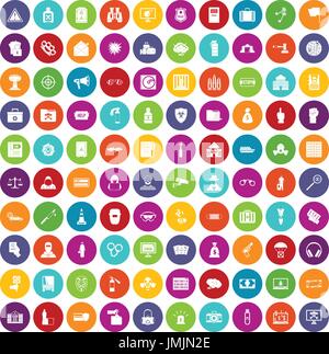 100 crime icons set color Stock Vector