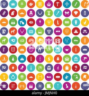 100 crown icons set color Stock Vector