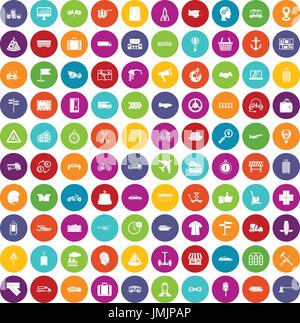 100 delivery icons set color Stock Vector
