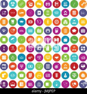 100 department icons set color Stock Vector