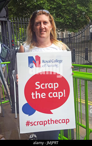 Nurse and mother-of-four Carey Johnson, who spoke at a Royal College of Nursing (RCN) rally outside Downing Street in London. Stock Photo