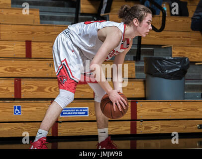 Basketball action with Chico vs. Foothill High School in Palo Cedro, California. Stock Photo