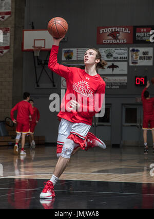 Basketball action with Chico vs. Foothill High School in Palo Cedro, California. Stock Photo