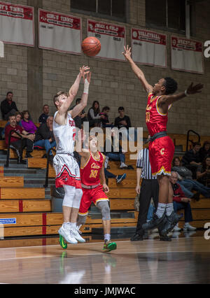 Basketball action with Chico vs. Foothill High School in Palo Cedro, California. Stock Photo