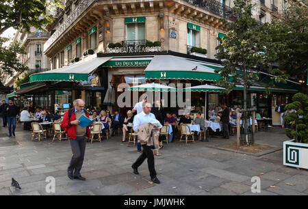 The famous parisian cafe Les Deux Magots, Paris, France. Stock Photo