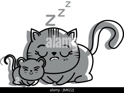 isolated cat and mouse icon vector illustration graphic design Stock Vector