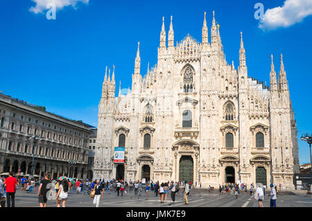 Milan, Italy - June 27, 2016: Tourists visit the famous Milan Cathedral (Duomo di Milano) in Italy. Stock Photo