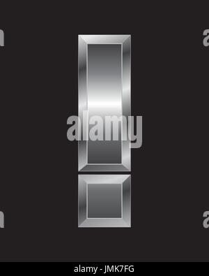 rectangular beveled metal font - exclamation mark, vector Stock Vector