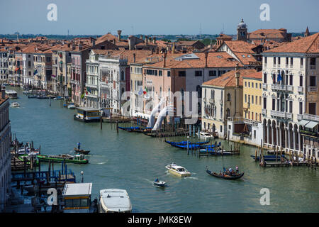 Venedig, Panorama von Fondaco dei Tedeschi mit Canale Grande - Venice, Canale Grande Panorama Stock Photo