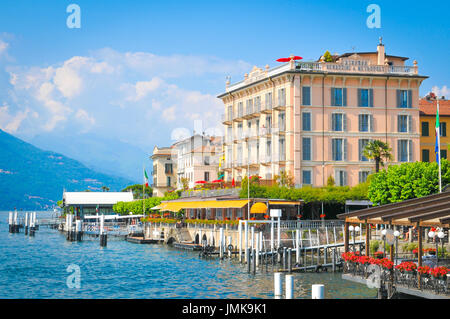 Bellagio, Italy - June 29, 2016: Panorama of the old town of Bellagio, famous resort by the Lake Como in Lombardy, Italy Stock Photo