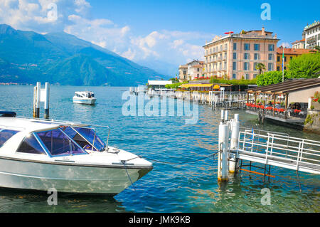 Bellagio, Italy - June 29, 2016: Panorama of the old town of Bellagio, famous resort by the Lake Como in Lombardy, Italy Stock Photo