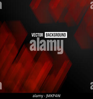 Vector Abstract geometric shape from gray cubes. Black and red squares Stock Photo