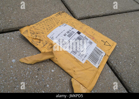 Damaged UPS Package, USA Stock Photo