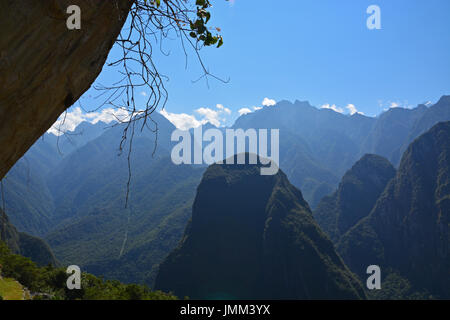 Overlooking the mountain range from Machu Picchu in Peru.