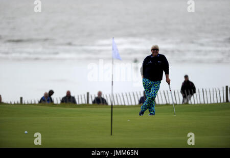 Royal Porthcawl Golf Club, Bridgend, UK. 27th July, 2017. John Daly of the USA on the 2nd green during the first round of The Senior Open Championship at Royal Porthcawl Golf Club. Credit: David Partridge/Alamy Live News Stock Photo