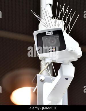 Berlin, Germany. 27th July, 2017. A surveillance camera at Berlin's Suedkreuz station, in Berlin, Germany, 27 July 2017. Facial recognition using surveillance cameras is to be tested at the station on Tuesday. Photo: Paul Zinken/dpa/Alamy Live News Stock Photo