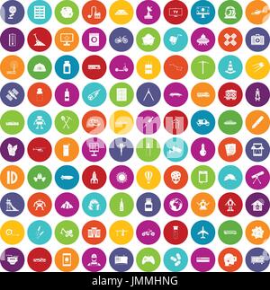 100 development icons set color Stock Vector