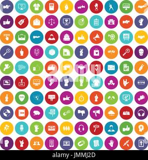 100 different gestures icons set color Stock Vector