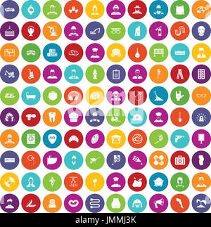 100 different professions icons set color Stock Vector