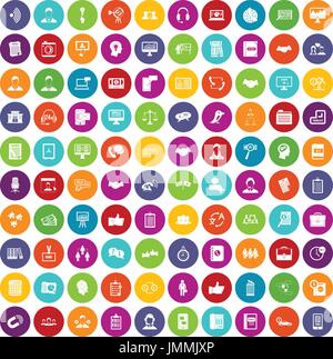 100 discussion icons set color Stock Vector