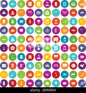 100 dish icons set color Stock Vector