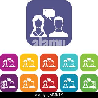 Speech bubbles with two faces in simple style isolated on white background vector illustration Stock Vector