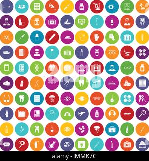 100 doctor icons set color Stock Vector