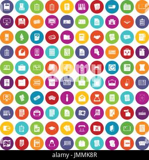 100 document icons set color Stock Vector