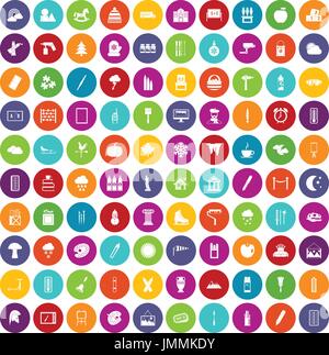 100 drawing icons set color Stock Vector