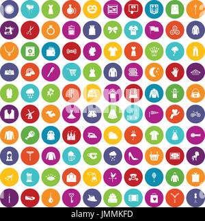 100 dress icons set color Stock Vector