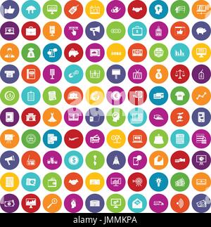 100 e-commerce icons set color Stock Vector