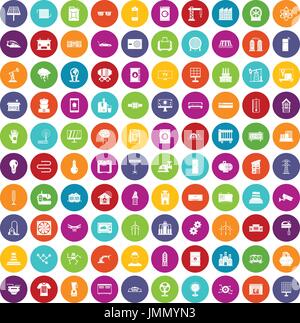 100 electrical engineering icons set color Stock Vector