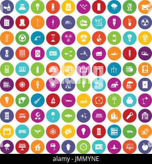 100 electricity icons set color Stock Vector