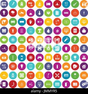 100 energy icons set color Stock Vector
